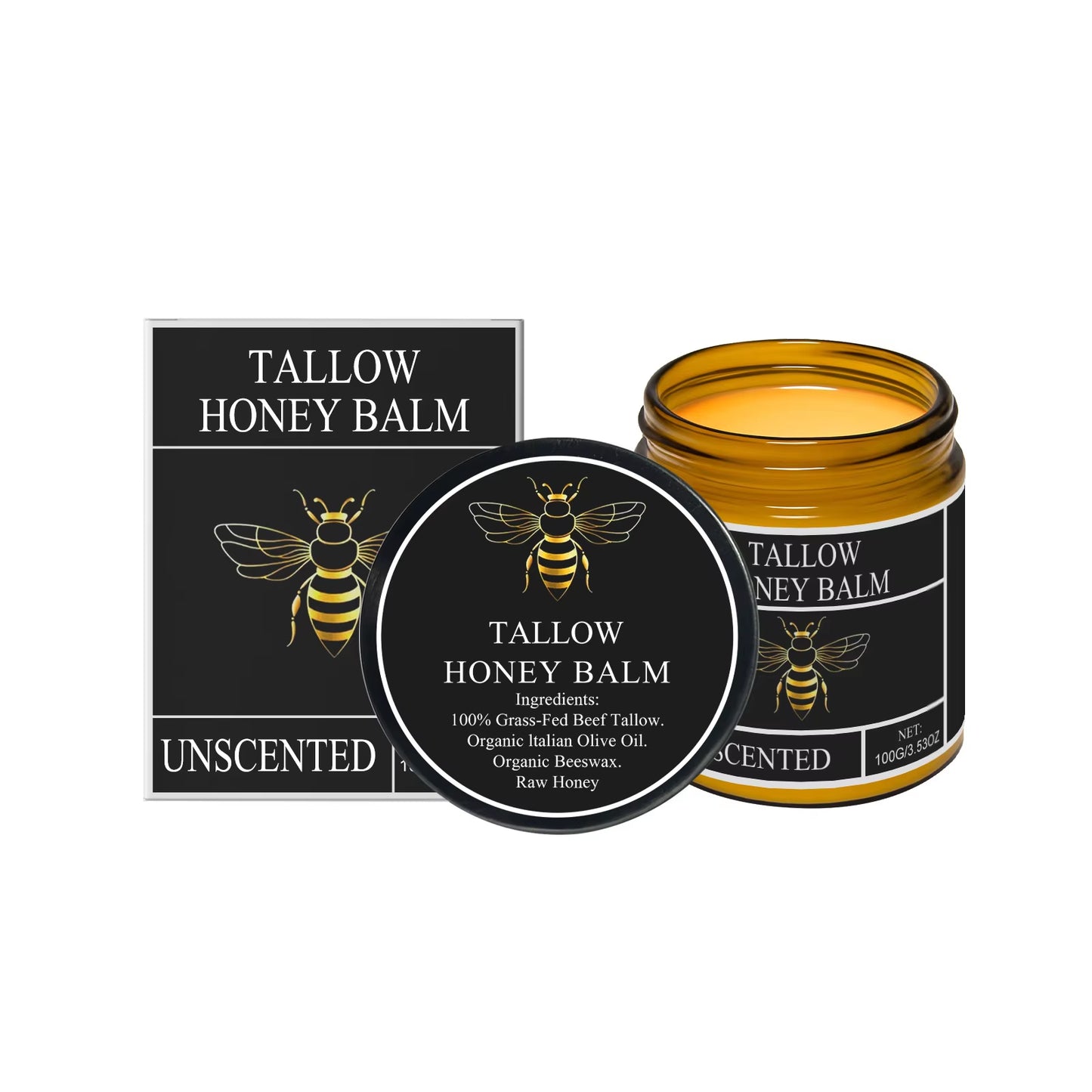 Beef Tallow Honey Moisturizer Grass Fed Whipped Tallow Face Cream Body Lotion Non Greasy Nourishing Fast Absorption Skin Care
