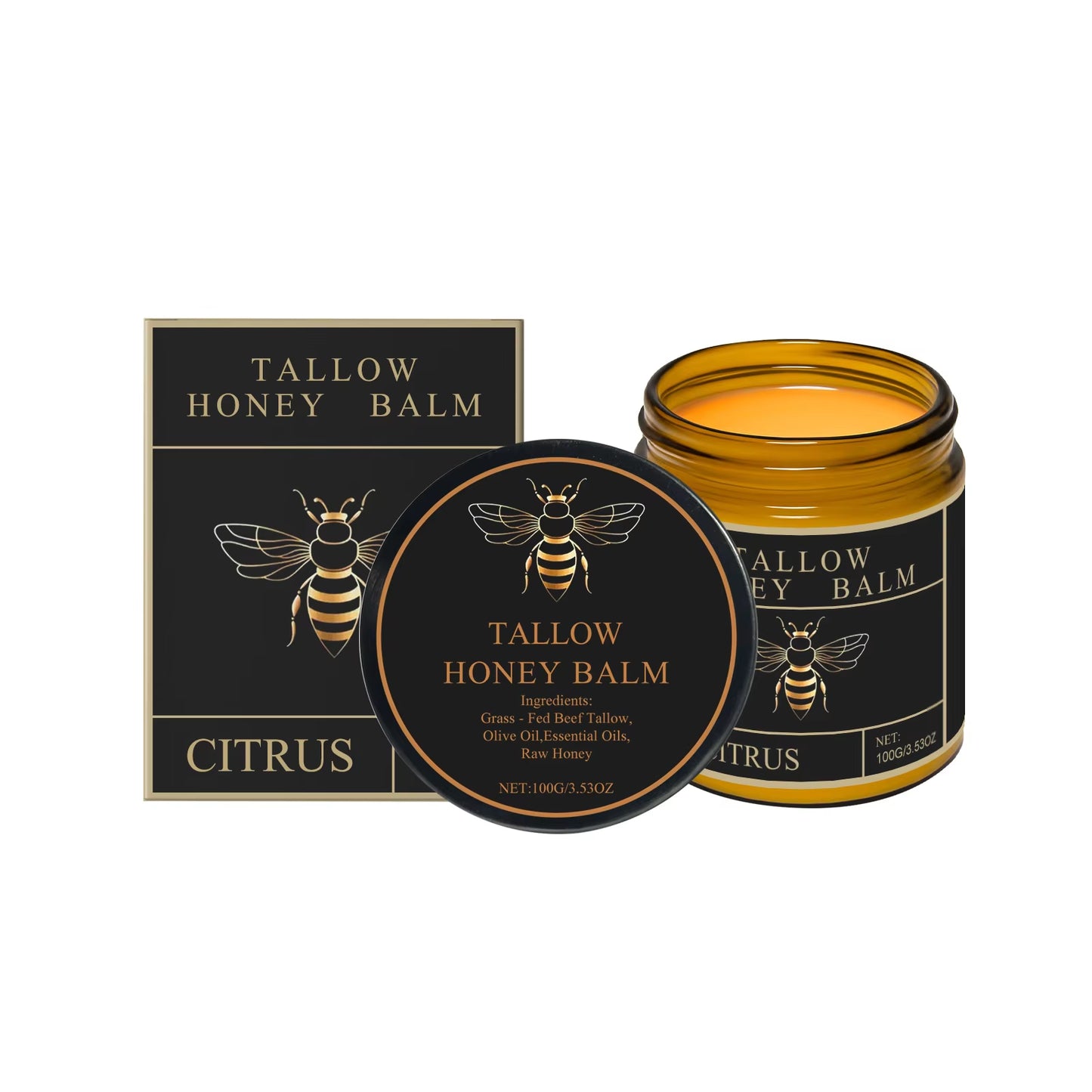 Beef Tallow Honey Moisturizer Grass Fed Whipped Tallow Face Cream Body Lotion Non Greasy Nourishing Fast Absorption Skin Care