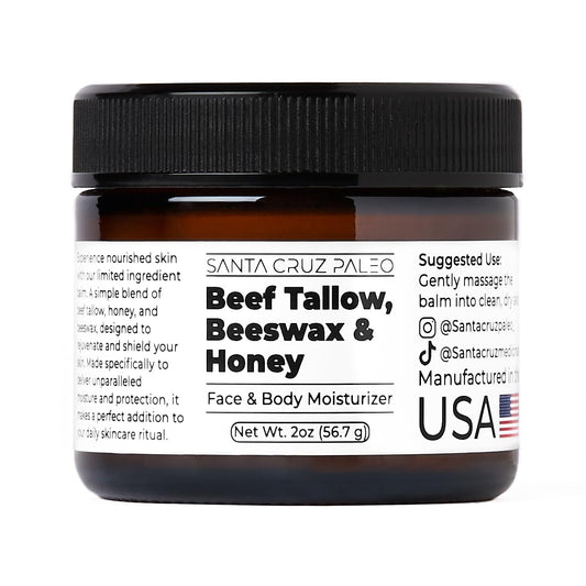Beef Tallow for Skin, Grass Finished & Grass Fed Beef Tallow and Honey Balm Body